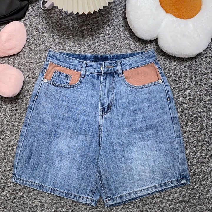 (NP01)Quần Short Ngố Nữ Kiểu Phối Túi, From Rộng, Chất Jean Không Giãn, Lai Cuốn. From từ 40-55Kg 1