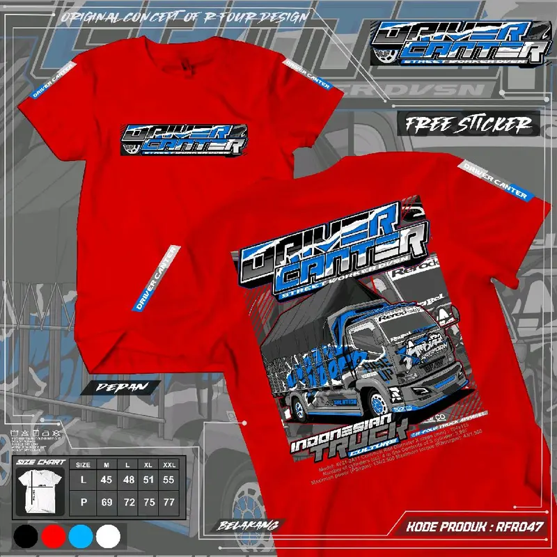 kaos truk canter rfr 47 baju truk driver canter dewasa keren  Distro Pendek Lembut Panjang Soft Standar Pria Katun Sablon Polos Navy Kain Combat Oblong Biru Orange Anime 2