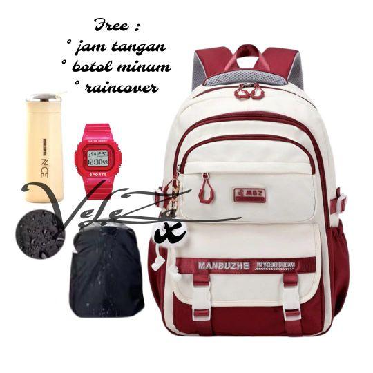 Product Introduction of Tas ransel anak manbuzhe free gift 4in1 botol minum jam tangan raincover tas ransel sekolah SD SMP SMA tas ransel 23