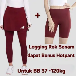 Leggig Rok Olahraga Dapat Bonus Hotpan . Tersedia 3 Ukuran BB 37-120kg bahan spandek balon  Adwm lembut nyaman elastis cocok uktuk olahraga Celana Legging Rok Nyatu adem regular