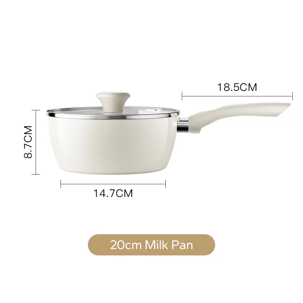 White 20cm Milk Sauce With Lid