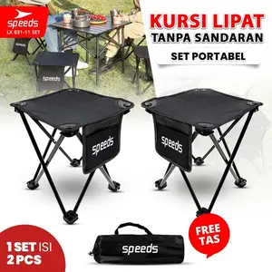[HITAM] Speeds Set Kursi Lipat Outdoor Camping Portable Bahan Oxford Furnitur Berkemah Camping Furniture Indonesia 031-11