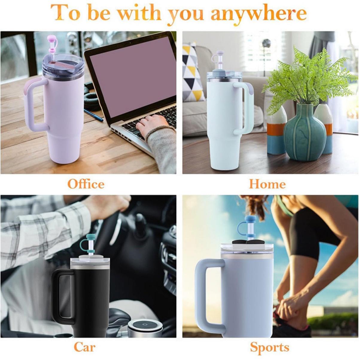 Penutup Tumbler Sedotan 10mm Silikon Reuseable Untuk Stanley Warna Putih Pink Ungu Hijau Hitam Bunga Sakura Anti Debu Cocok Segala Merek Gelas 40oz 20oz