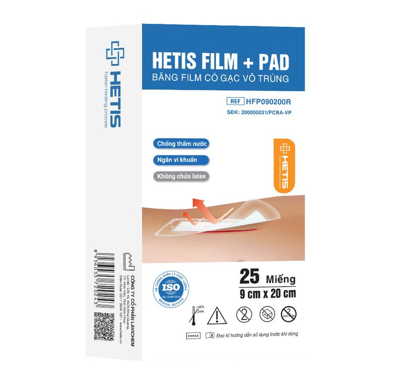 Băng phim Hetis Film + Pad chống thấm nước 9x20cm cho mẹ sau sinh mổ