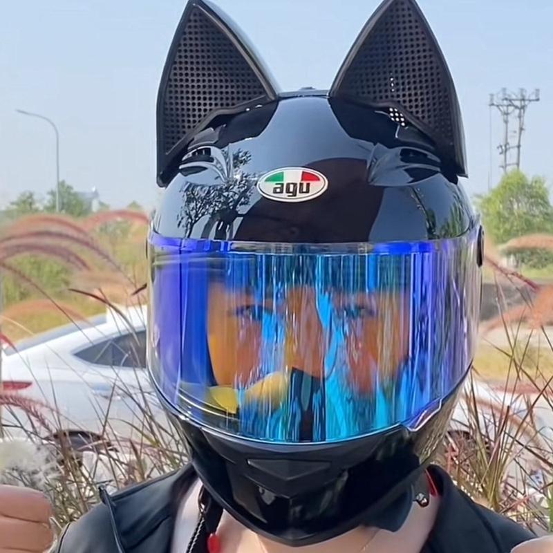 Mũ bảo hiểm fullface AGU tai mèo to (tự gắn) Helmet