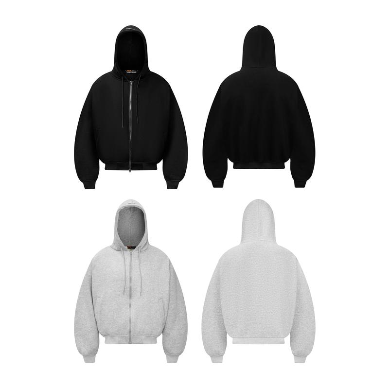  {Deal mở bán} Áo Khoác Nỉ Bông Cotton Trơn Hoodie Zip WENKO 2 lớp Form Boxy Nam Nữ Cao Cấp 