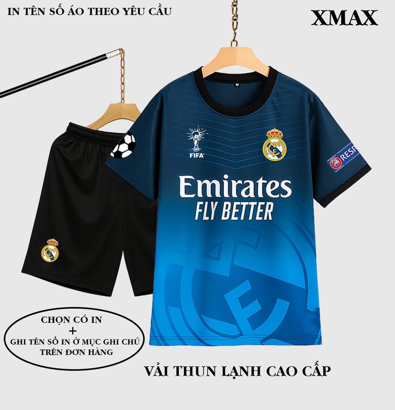   REL - XĐ01   in tên số áo theo yêu cầu - Bộ quần áo bóng đá đồ đá banh real xanh đen - chất thun lạnh loại 1 Sport Trang Phục Top 