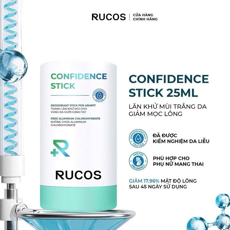 Lăn khử mùi trắng da, giảm mọc lông, không chứa muối nhôm Confidence Stick 25ml - Rucos
