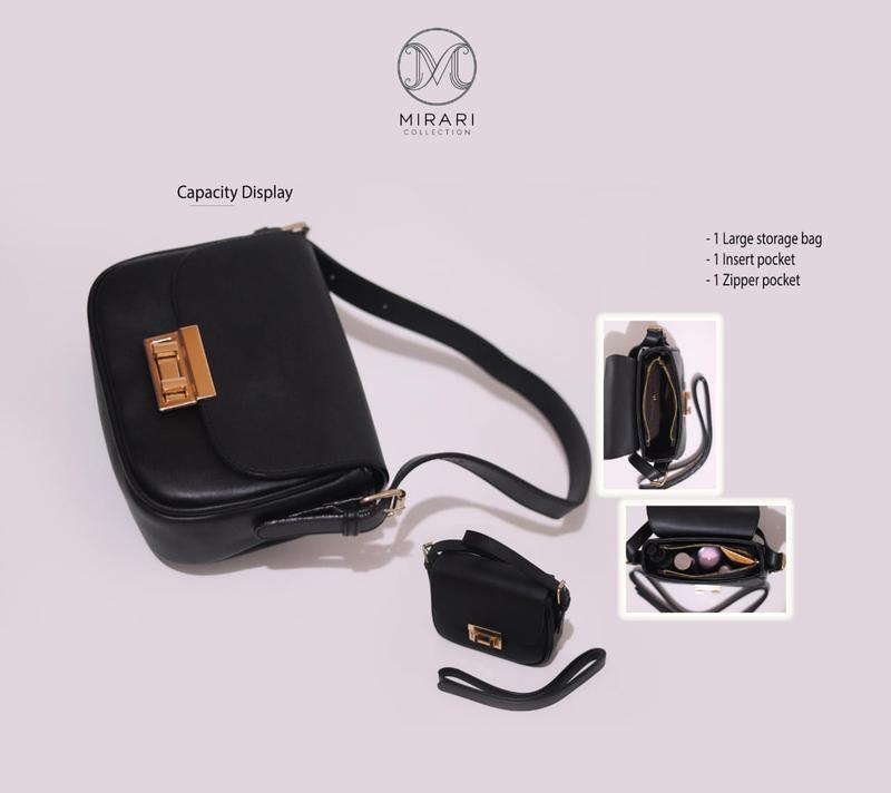 Tas Selempang Bahu Wanita Mirari Collection Kulit Sintetis Polos - Desain Modern dengan Aksen Gold 3