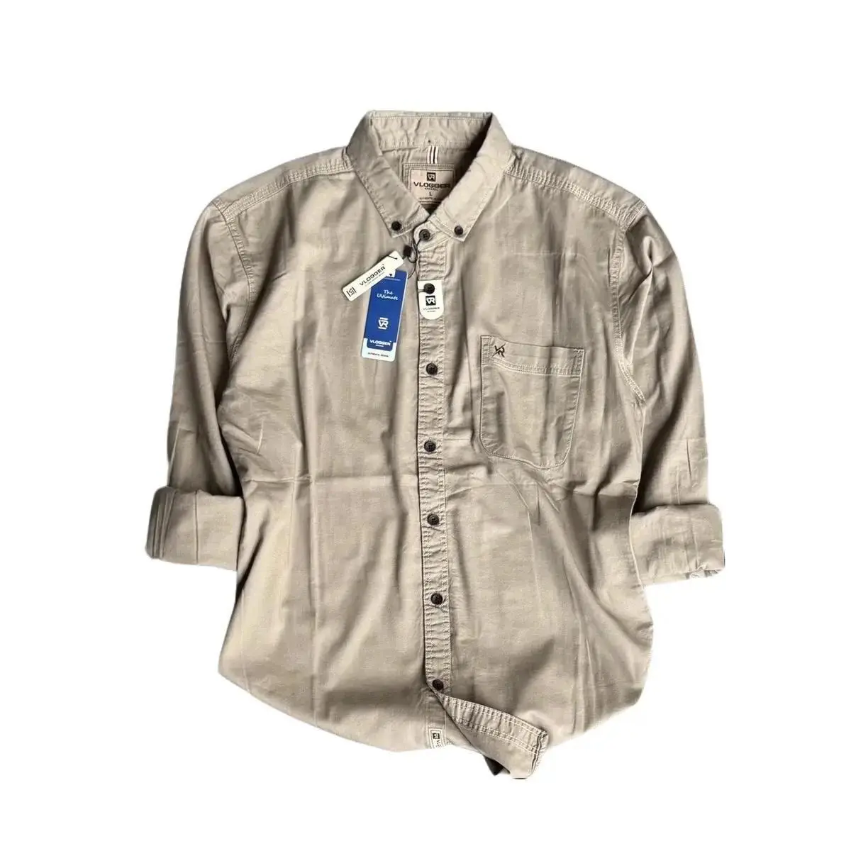 Kemeja Lengan Panjang Pria Kemeja Katun Twill Premium Model kantong 1 Casual Distro Hitam Cowok Nyaman Keren Kancing Logo Coklat