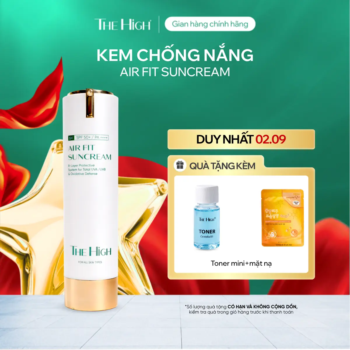 [Bán chạy] Kem Chống Nắng Trang Điểm nâng tone The High - Dưỡng Trắng, Giữ Tone 12h, Kiềm Dầu 16h, chống nắng kháng nước - Hàn Quốc The High Airfit Sun Cream 40ml