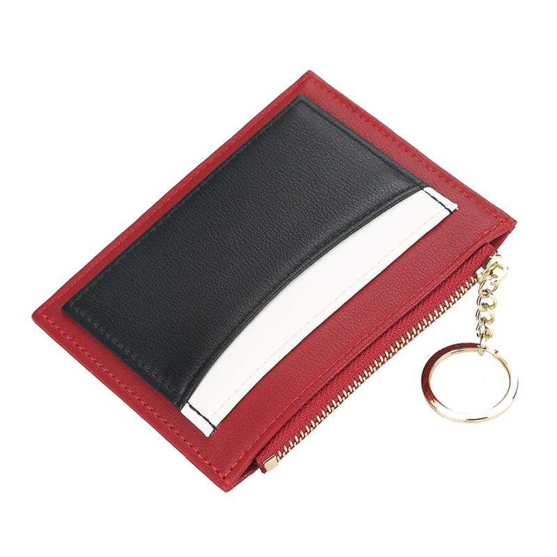Baellerry Womens Korean Style Patchwork PU Zippered Key Holder Multiple Card Slots Compact Wallet 9