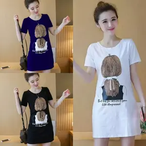 Westylis Dress Wanita Gaya Korea But The Ju Senior You Like Stressed Fit To L Ld 88-92 Cm Casual Midi Pendek Simple Mini Bodycon Baju Spandex Basic Motif