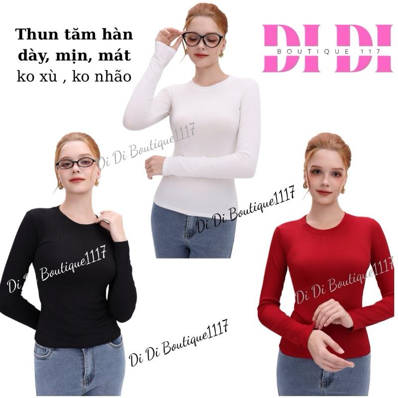 Combo 3 áo thun tay nữ dài cổ tròn dáng dài ôm body , chất thun tăm hàn dày , mịn mát , không xù lông, ko nhão vải .Didi Boutique 1117