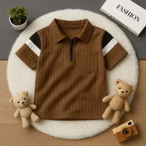 Kaos Anak salur knit Bahan Hornet Desain Kombinasi Sporty & Stylish Untuk Anak Usia 3–10 Tahun