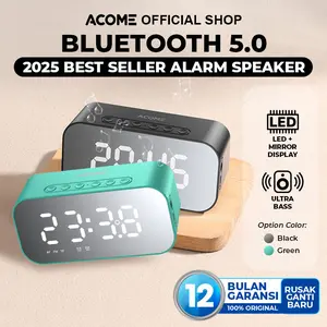 【BISA COD】Acome Speaker Bluetooth 5.0 Jam Alarm LED Display Ultra Bass Garansi Resmi 1 Tahun A5