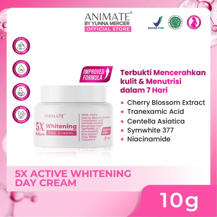 Animate Whitening Day Cream Original Cream Pemutih Wajah Glowing