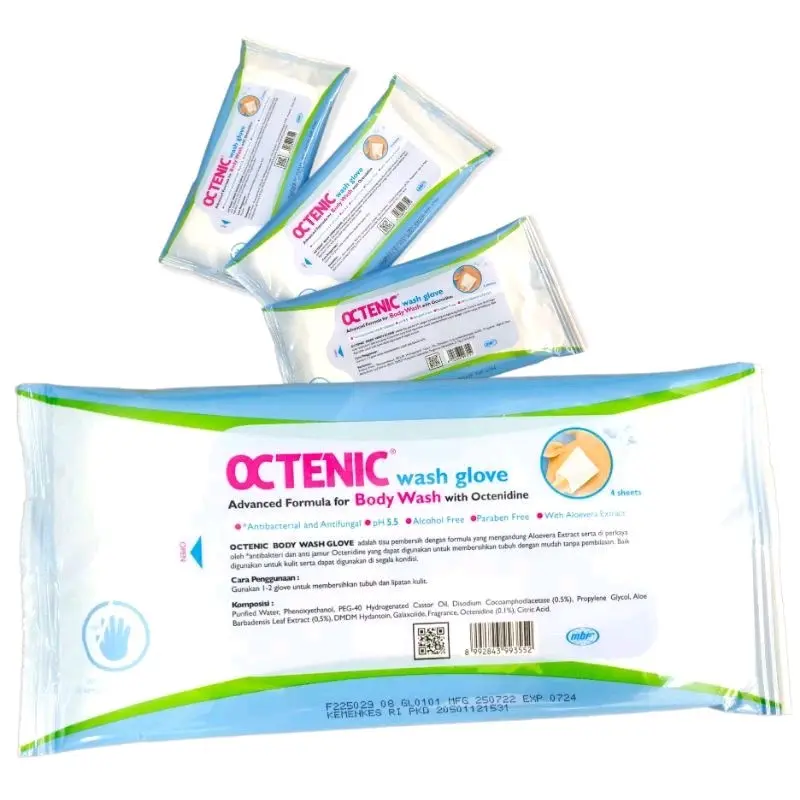 octenic wash gloves 4 sheets perpack/ tissue pembersih / wash gloves tissue 1