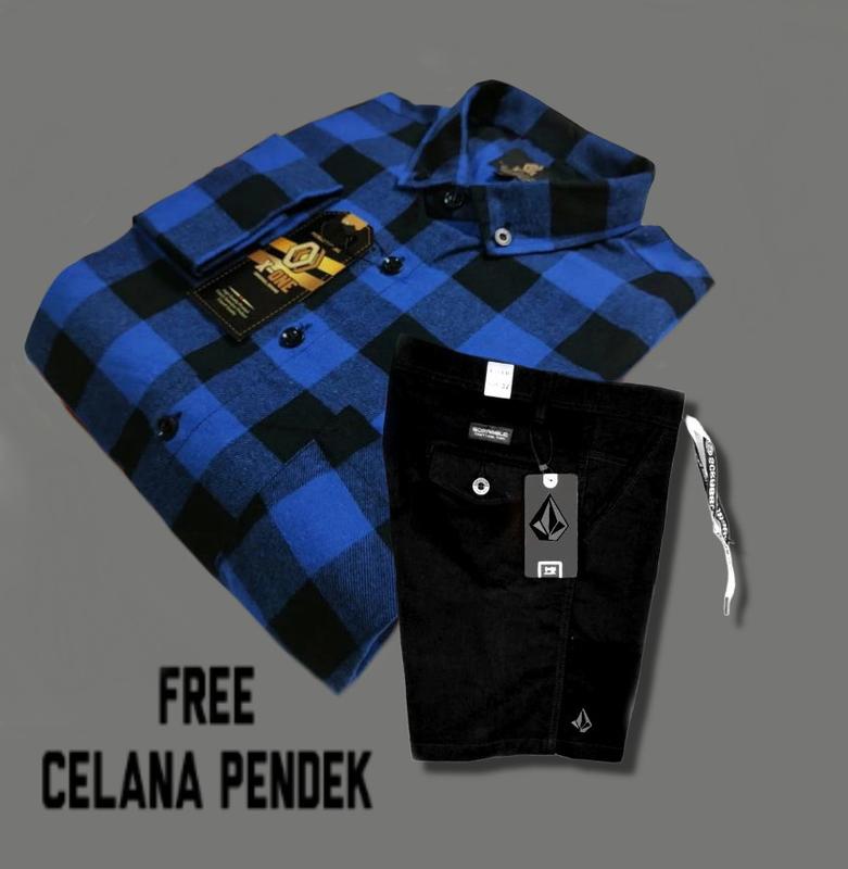 ONE SET Outfit Cowok Baju Setelan Satu Set Fasion Pria Dewasa Laki Laki Katun Lengan panjang Setrip Celana Hitam 1