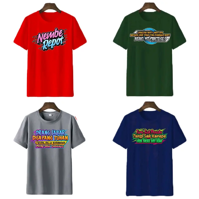 Paket 100rb 8 motif kata-kata keren Kaos kata-kata lokal Baju Oblong Atasan Dewasa Lengan  Pendek 4