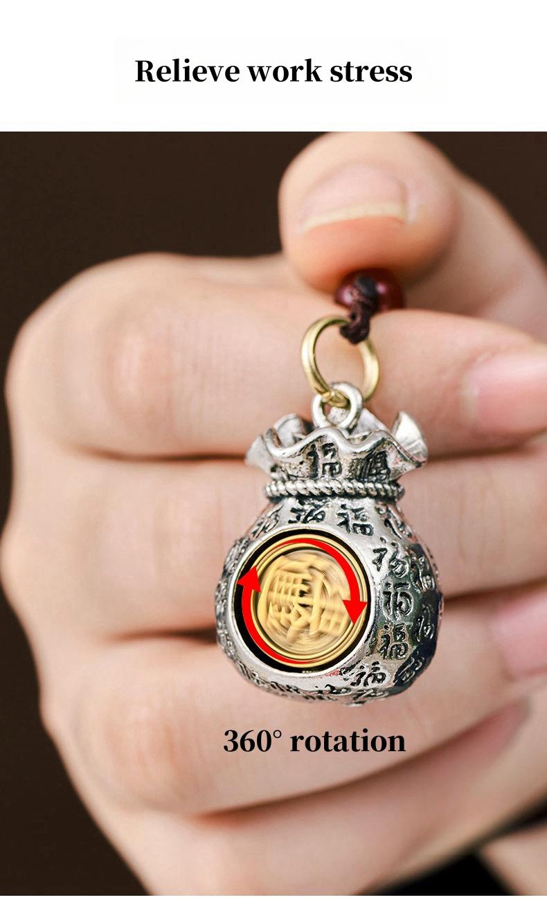 Product Introduction of Feng Shui pendant Chinese Zodiac Sun Dou gold Momofu money bag can be rotated fortune bag key Car key link pendant men and women fortune 8