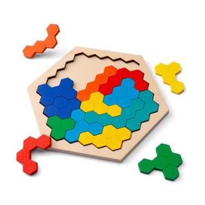 Hexagon Tangrams Classic Handmade Wooden intelligence Puzzle for Children and Adults Brain Teaser Toys Disentanglement Puzzles