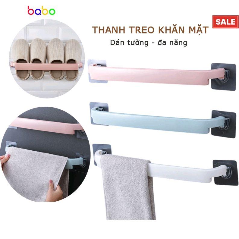 Giá treo khăn mặt giày dép nhà tắm, thanh treo khăn mặt dán tường chắc chắn nhiều màu giá dể đồ đa năng babo TK08