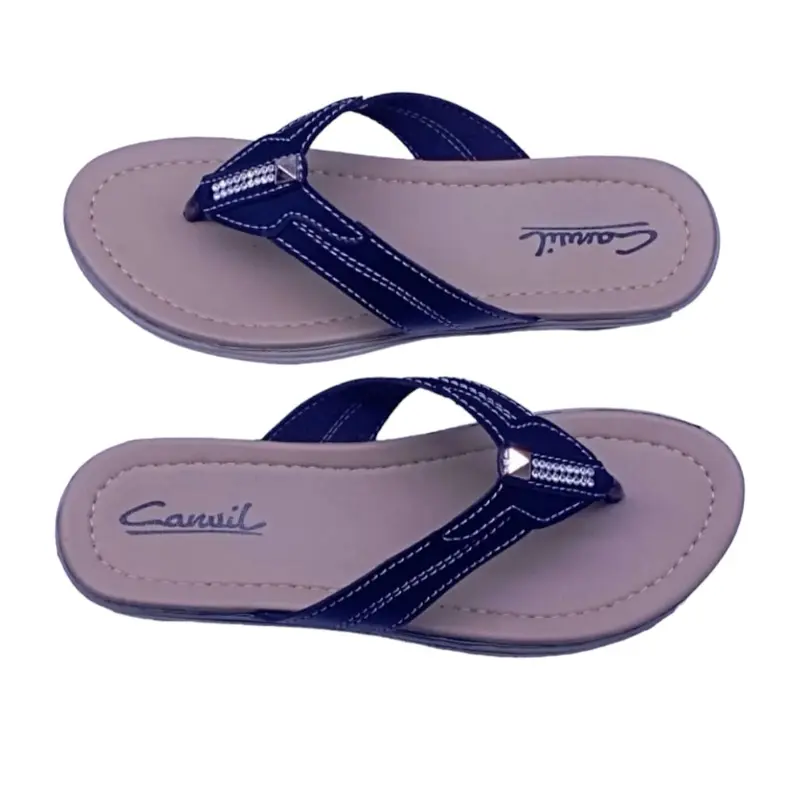 Sandal canvil wanita japit hak datar 2 cm - 3 cm sendal sandal Cewek 2