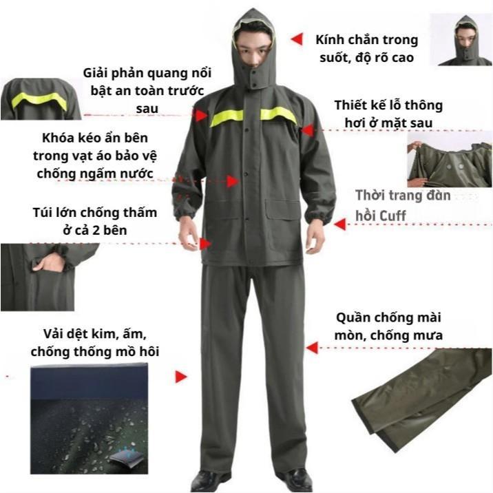 Áo Mưa Bộ Đồ Quần Đi Mưa Bộ Đồ Toàn Thân Cao Cấp Dày Dặn Hai Lớp Dành Cho Nam Và Nữ Người Lớn Phản Quang Thích Hợp Để Đi Xe Đạp Chống Bão Mưa