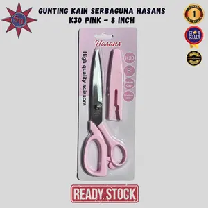 Gunting Kain Serbaguna Hasans K30 Pink - 8 Inch - Tajam, Kuat & Tahan Lama!