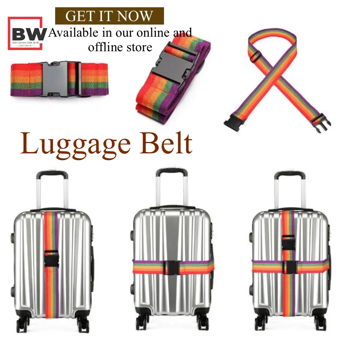 Travel Luggage Strap Belt Adjustable Black Plastic Nylon Bags