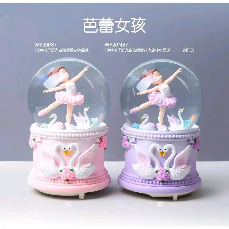 snowball otomatis teddy bear kotak musik love story lampu tidur 0