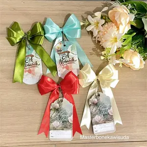 (Min order 15) Free Hangtag Ucapan Pita Satin Hampers Souvenir Siap pakai / Pita Tempel , Pita Lebaran  / Pita Kado / A1
