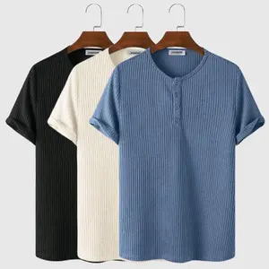 Paket Hemat 3 Pcs Kaos Henlay Polos Pria bahan Wafle Premium Lembut - Kancing mayhem