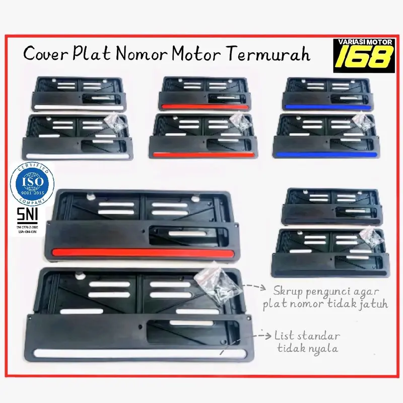 Dudukan Tatakan Rumah Cover Plat Nomor Motor Honda Merah Putih Termurah All Motor Universal beat scoopy vario mio genio jupiter nmax grand supra revo megapro aerox Car
