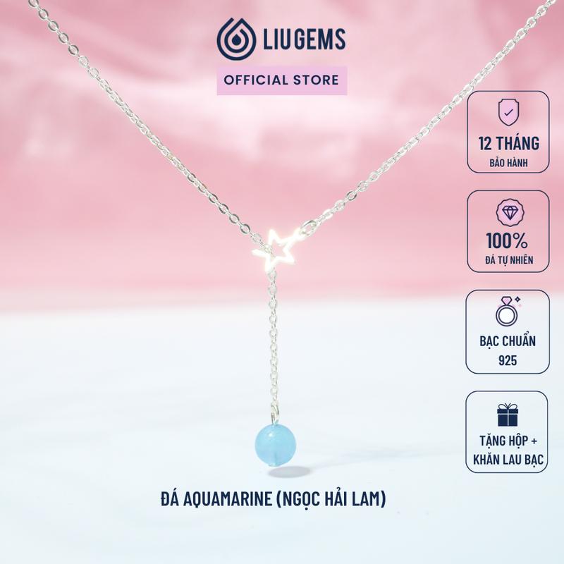 Dây Chuyền Bạc 925 Cho Nữ Liugems 1 Hạt Size Nhỏ Tinh Tế Kết Hợp Charm Ngôi Sao Mix Đá Phong Thuỷ Tròn DC04 (Mua một, tặng một hộp đựng trang sức + một khăn lau bạc miễn phí)