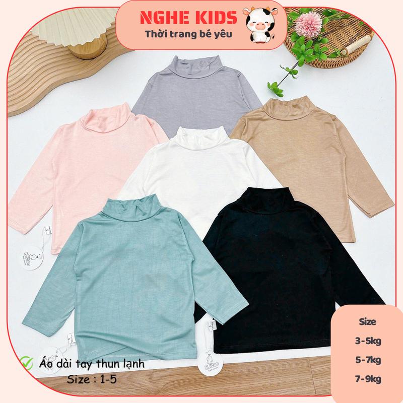 Combo 5 áo thun lạnh cao cổ cho bé , áo giữ nhiệt bé trai bé gái Áo cho bé thu đông mềm mịn co dãn Quần áo trẻ em