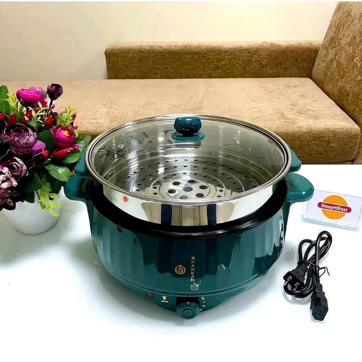 Nồi lẩu hấp đa năng 2,8L , kèm sừng hấp inox, nấu lẩu, nấu canh, chiên xào dán, tiện lợi