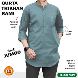 LM 10758 10762 10766 Kemeja Muslim JUMBO Koko QURTA TRIKHAN Pria Ukuran M XL XXXL TERMURAH TERBARU MURAH
