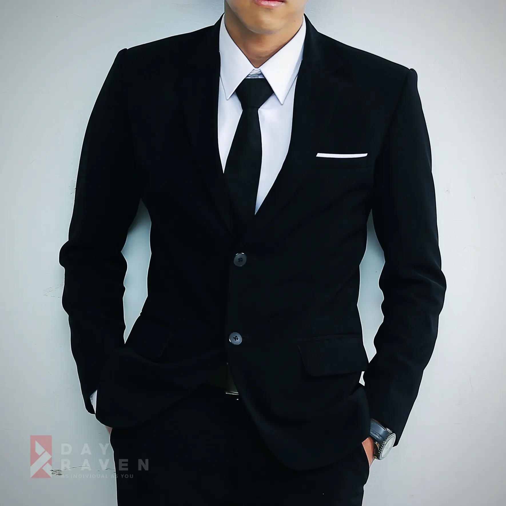 DAYRAVEN - Jas Formal Premium Original Hitam Semi Casual Pria Blazer Slim Fit