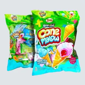 BRAVOO CONE MALOW ICE CREAM 20 PCS MARSHMALLOWE WARNA WARNI