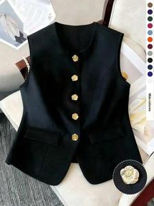Chaleco de botón para mujer talla grande estilo europeo, sin mangas y ajuste sencillo, top tipo tank con lunares casual, perfecto para salidas, fiestas y el trayecto al trabajo