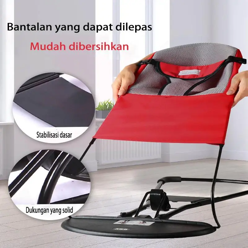 BEIGE Bouncer Bayi Lipat Bergoyang dengan Tempat Tidur Bayi Goyang dan Mainan Anak Laki-Laki dan Perempuan Anak-Anak 5