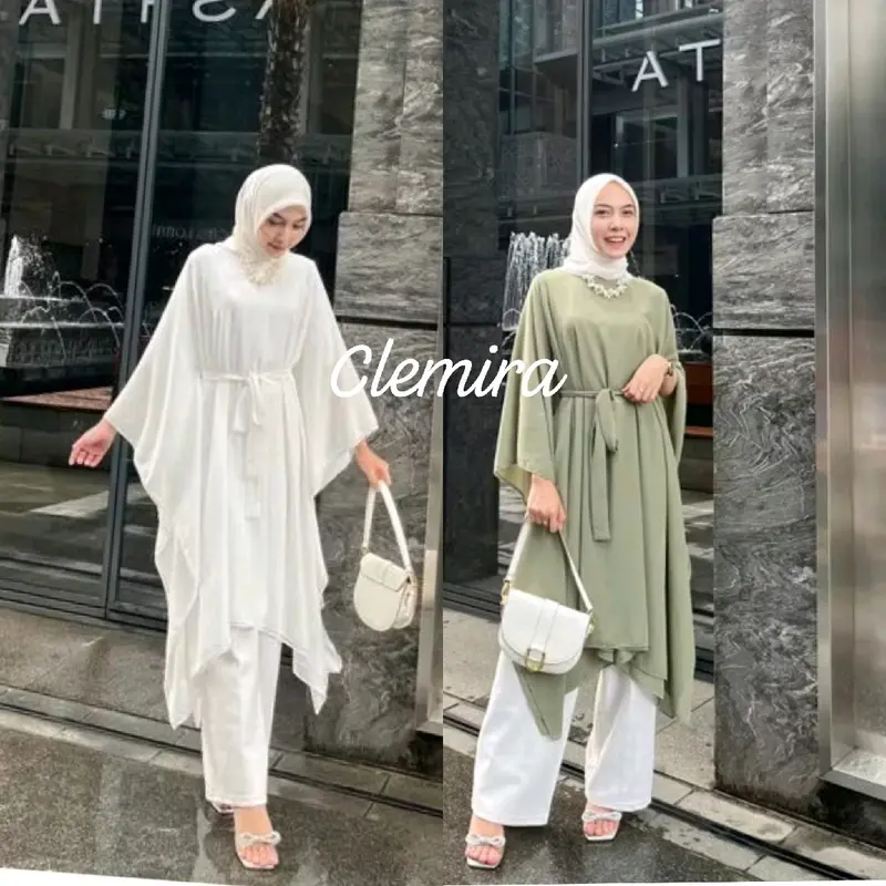 Kaftan tunik sahara original tunica Outfit kondangan & lebarana kekinian terbaru/Baju muslim wanita/Atasan Lowo/simpel elegan Gamis Crinkle hijab Airflow  Syari Mewah Simple Dewasa Remaja Pesta 3