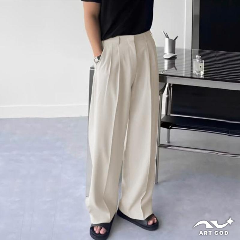 Quần Âu Nam Cạp Chun Vải Kaki Mềm Ống Rộng Xếp Ly Tôn Dáng Trẻ Trung Co Giãn Thoải Mái ARTGOD HMQ01
