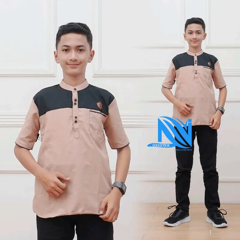 Baju kurta lis Anak-anak lengan pendek 1