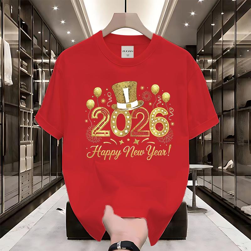  A1047 Giáng sinh Mùa hè mới bông lỏng lẻo ngắn tay áo thun 2025 xu hướng nam và nữ có thể mặc giản dị cặp vợ chồng đầu thoải mái thoáng khí mùa hè mát mẻ Nóng bán Chất lượng cao Ảnh chụp thực 