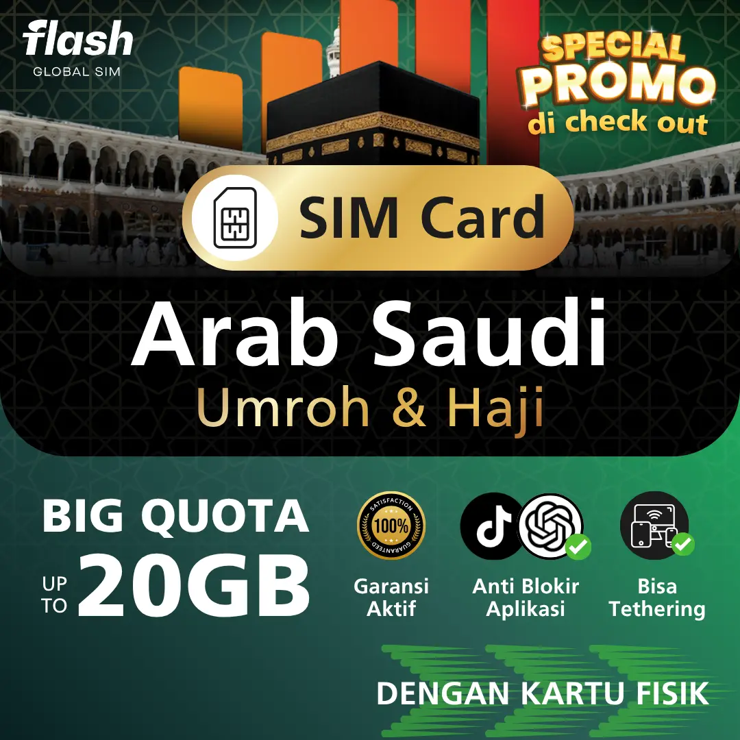 Flash SIM Card Saudi Arabia Simcard Umrah Biq Quota (Kartu Perdana Arab Saudi, Simcard Umroh Simcard Haji)