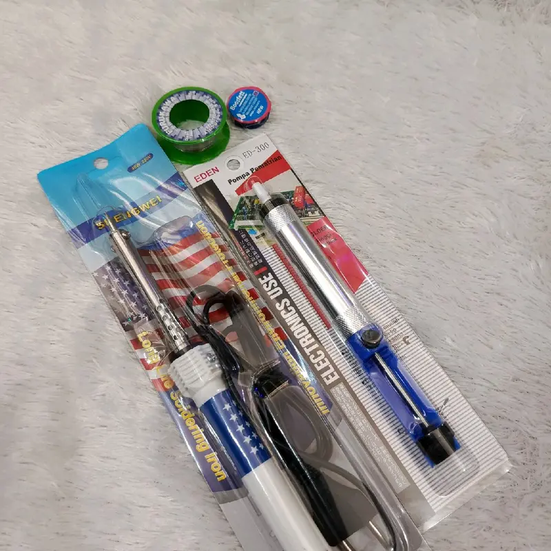 solder amerika 40watt paket lengkap 5pcs (solder amerika 40watt+sedotan timah+timah 5meter+multitester/multimeter+pasta 4