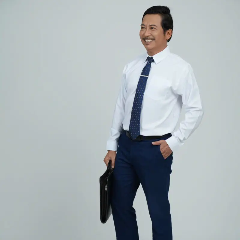 Áo Sơ Mi Công sở  Tay Dài có Túi Vạt Bầu.